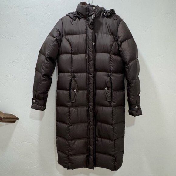 Eddie Bauer Seattle Brown Long Down Parka Coat Puffer Hood Women's Small - Picture 1 of 15